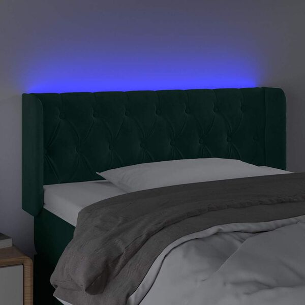 vidaXL T&ecirc;te de lit &agrave; LED Vert fonc&eacute; 103x16x78/88 cm Velours