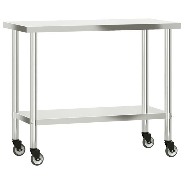 vidaXL Table de travail de cuisine avec &eacute;tag&egrave;re 110x55x120 cm inox