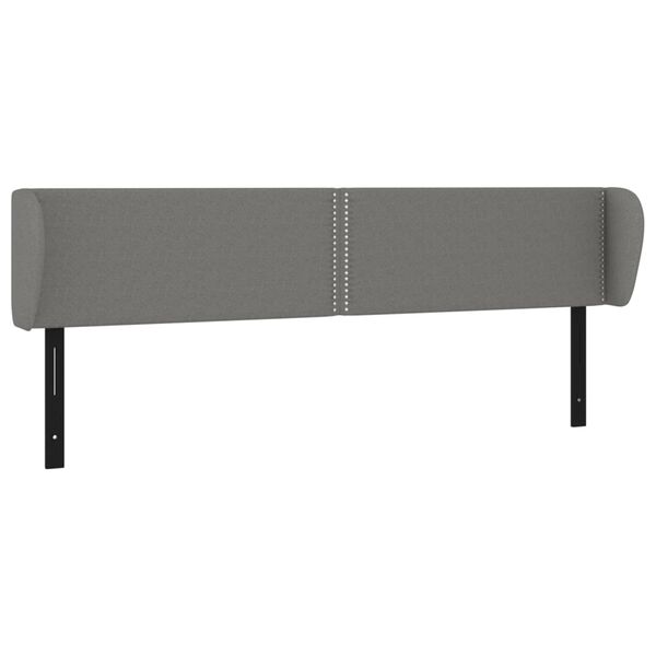 vidaXL T&ecirc;te de lit avec oreilles gris fonc&eacute; 203x23x78/88 cm tissu