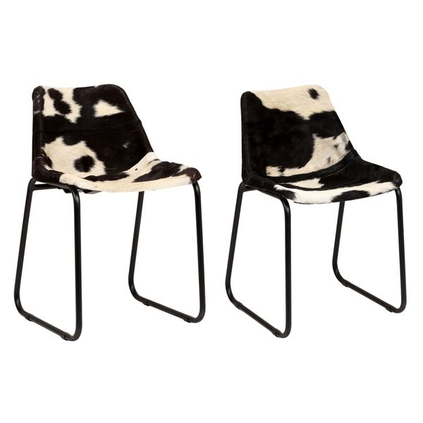 vidaXL Chaises &agrave; manger lot de 2 cuir v&eacute;ritable de ch&egrave;vre