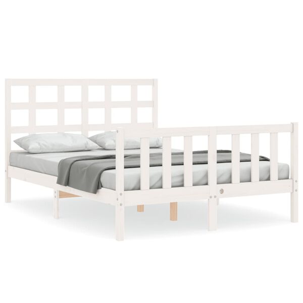 vidaXL Cadre de lit sans matelas blanc 140x200 cm bois de pin massif