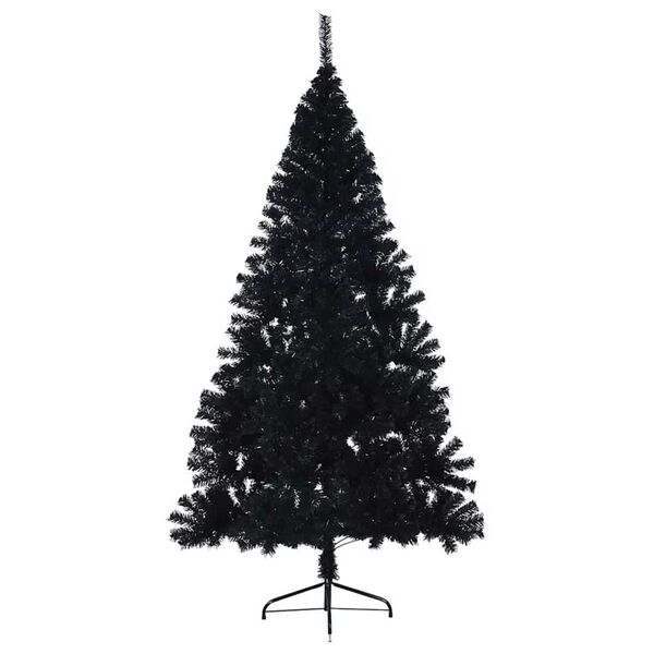 vidaXL Sapin de No&euml;l artificiel pr&eacute;-&eacute;clair&eacute; Noir 210 cm PVC
