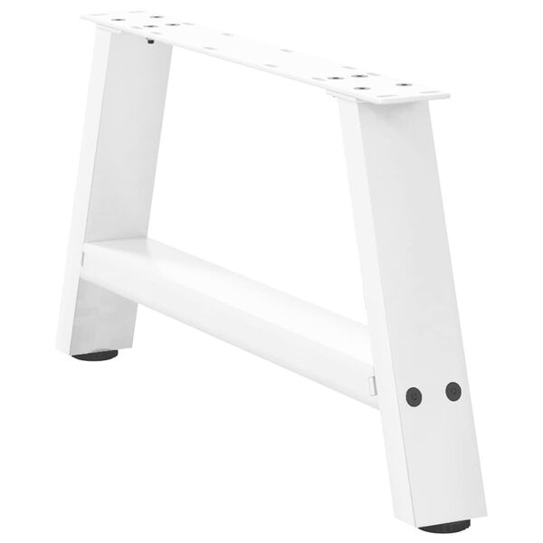 vidaXL Pieds de table basse en forme de A, 2 pi&egrave;ces, blanc, 60 x (30-31) cm, acier