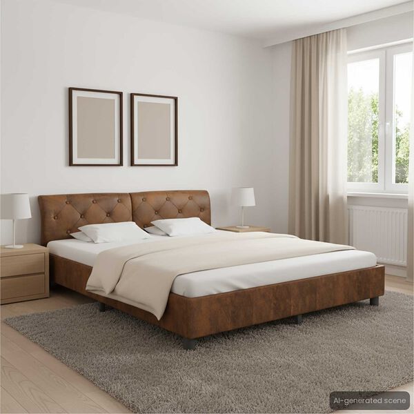 vidaXL Cadre de lit sans matelas marron similicuir daim 160x200 cm