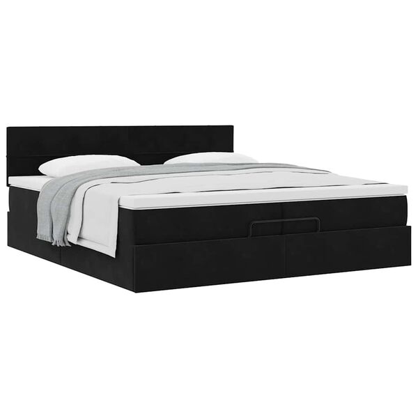 VidaXL Cadre de lit ottoman avec matelas noir 200x200 cm velours