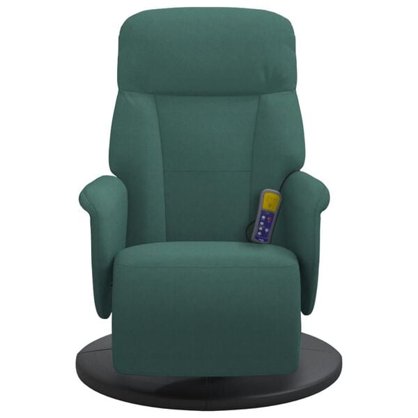 vidaXL Fauteuil inclinable de massage repose-pied vert foncé velours