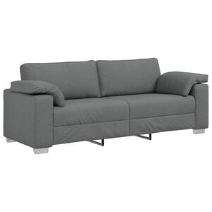 vidaXL Sofa 3 places Gris fonc&eacute; 220 cm tissu
