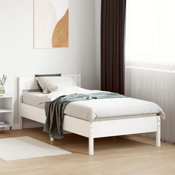 vidaXL Cadre de lit sans matelas blanc 90x190 cm bois de pin massif