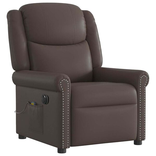 vidaXL Fauteuil de massage inclinable électrique marron brillant