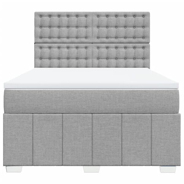 vidaXL Sommier &agrave; lattes de lit avec matelas Gris clair 140x200cm Tissu