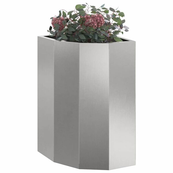 vidaXL Jardini&egrave;re d'Angle Argent 30 x 30 x 50 cm Acier inoxydable