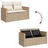 vidaXL Salon de jardin 6 pcs avec coussins beige résine tressée acacia