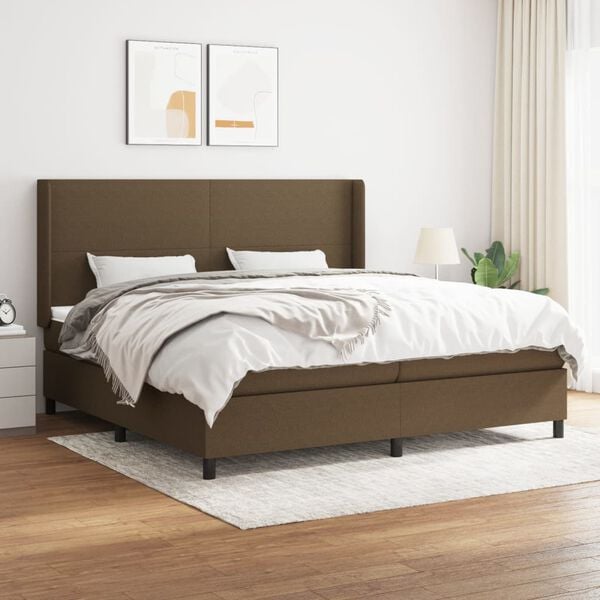 vidaXL Sommier &agrave; lattes de lit avec matelas Marron fonc&eacute; 200x200 cm