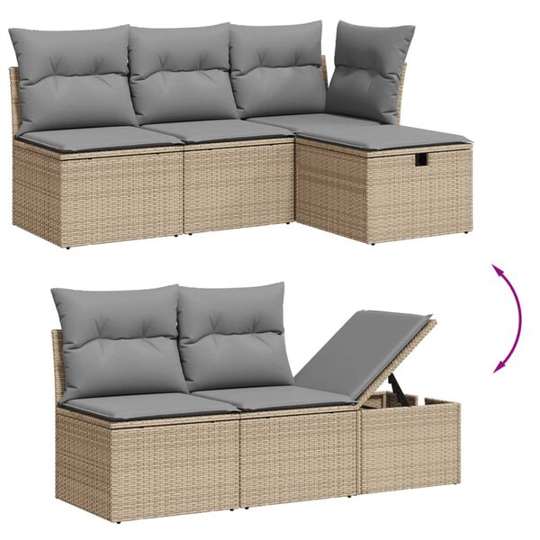 vidaXL Salon de jardin avec coussins 7pcs m&eacute;lange beige r&eacute;sine tress&eacute;e