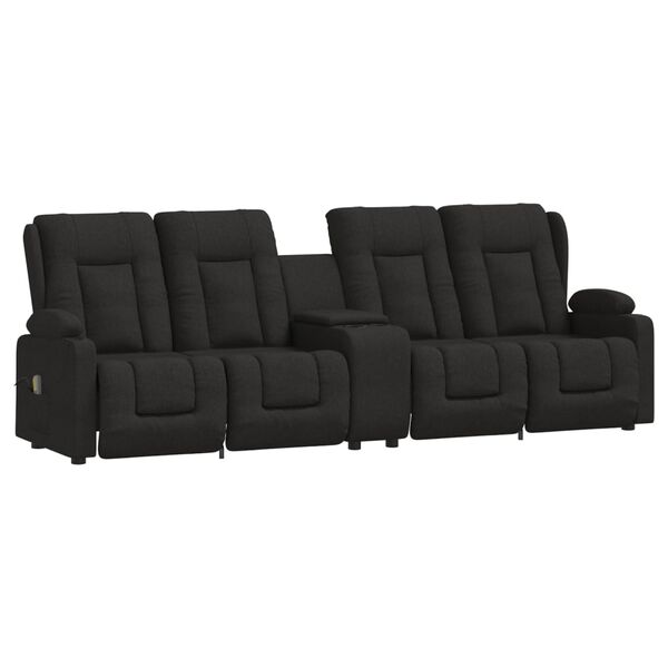 vidaXL Fauteuil de massage inclinable et porte-gobelets 4 places noir
