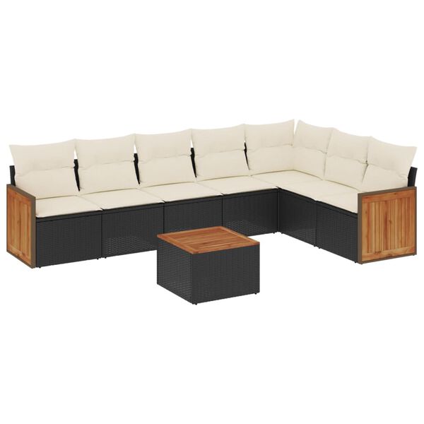 vidaXL Salon de jardin 8 pcs avec coussins noir r&eacute;sine tress&eacute;e