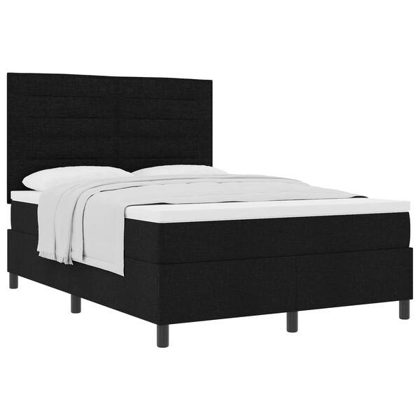vidaXL Lit &agrave; ressorts avec matelas Noir 140 x 190 cm tissu