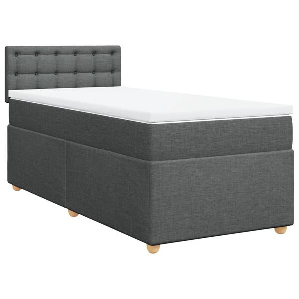 vidaXL Sommier &agrave; lattes de lit avec matelas Gris fonc&eacute; 100x200cm Tissu