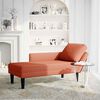 vidaXL Chaise longue avec coussin rouge orange tissu en velours c&ocirc;tel&eacute;