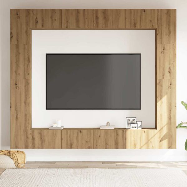 vidaXL Ensemble de meuble TV mural 8 pcs ch&ecirc;ne artisanal