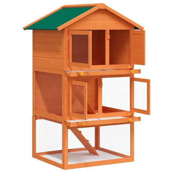 vidaXL Clapier d'ext&eacute;rieur Enclos pour petits animaux 3 niveaux Bois
