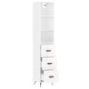 vidaXL Buffet haut Blanc brillant 34,5x34x180 cm Bois d'ing&eacute;nierie
