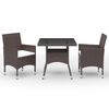 vidaXL Ensemble &agrave; manger de jardin 3pcs Marron R&eacute;sine tress&eacute;e et verre