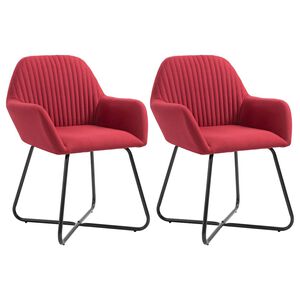 vidaXL Chaises &agrave; manger lot de 2 rouge bordeaux tissu