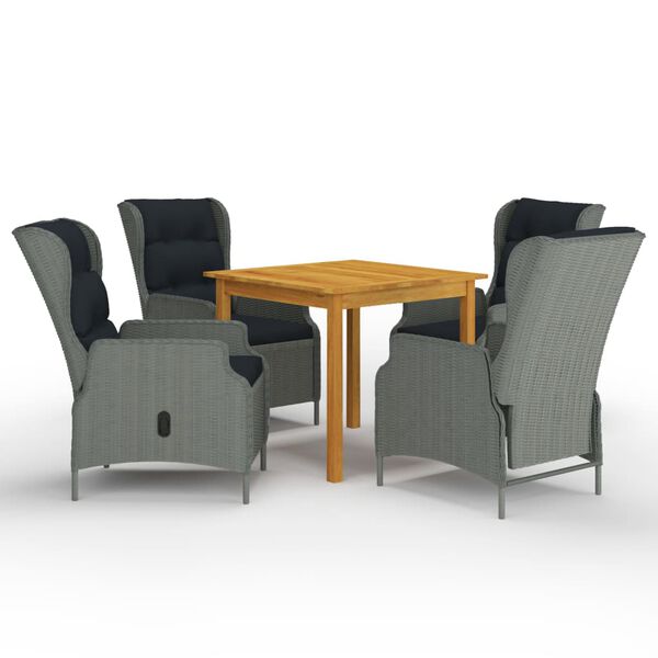 vidaXL Ensemble &agrave; manger de jardin 5 pcs Gris clair