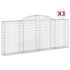 vidaXL Paniers &agrave; gabions arqu&eacute;s 3 pcs 300x30x120/140 cm fer galvanis&eacute;