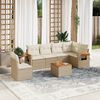 vidaXL Salon de jardin avec coussins 7 pcs beige r&eacute;sine tress&eacute;e