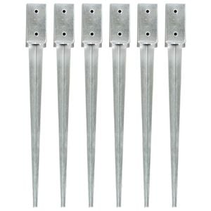 vidaXL Piquets au sol 6 pcs Argent&eacute; 7x7x75 cm Acier galvanis&eacute;