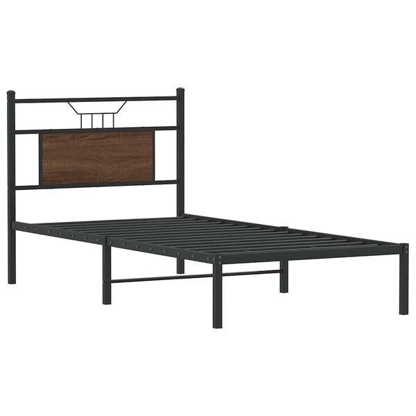 vidaXL Cadre de lit sans matelas ch&ecirc;ne marron 75x190cm bois ing&eacute;nierie