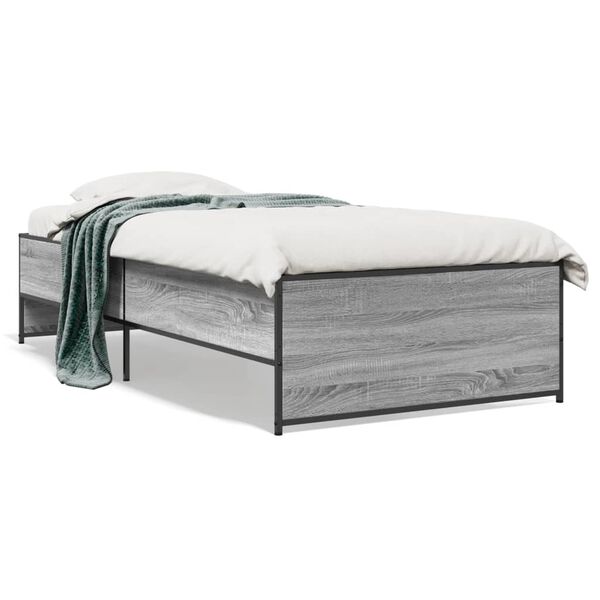 vidaXL Cadre de lit sans matelas sonoma gris 75x190 cm
