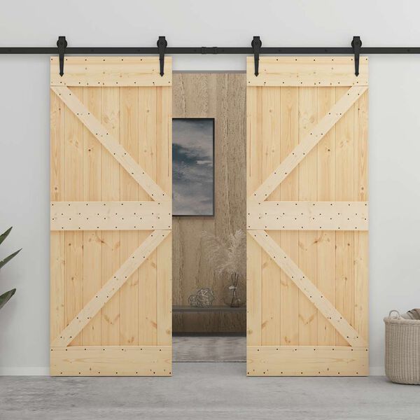 vidaXL Porte coulissante avec kit de quincaillerie 80x210cm Pin massif