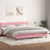 vidaXL Sommier &agrave; lattes de lit avec matelas et LED rose 180x210 cm velours