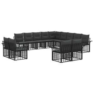 vidaXL Ensemble de canap&eacute;s d'ext&eacute;rieur 13 pcs Noir et Gris fonc&eacute;