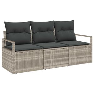 vidaXL Ensemble de canap&eacute; de jardin 3 pcs Gris clair polyrotin