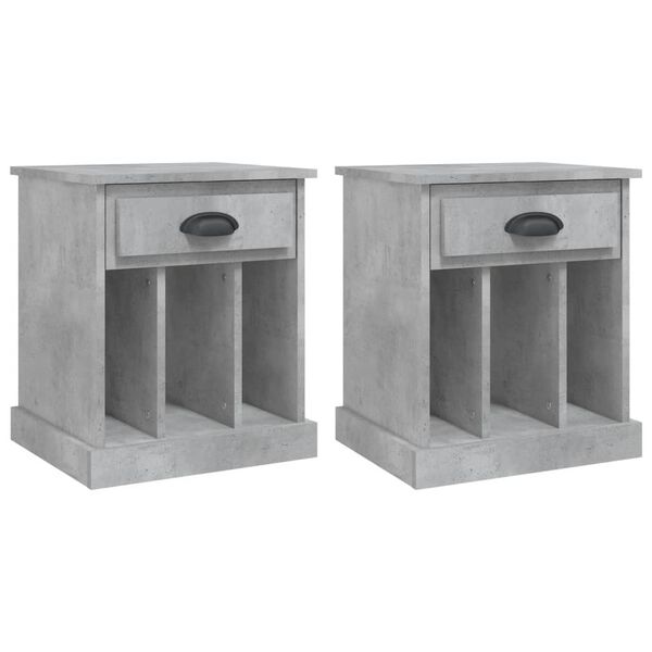 vidaXL Tables de chevet 2 pcs gris béton 43x36x50 cm