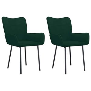 vidaXL Chaises &agrave; manger lot de 2 Vert fonc&eacute; Velours