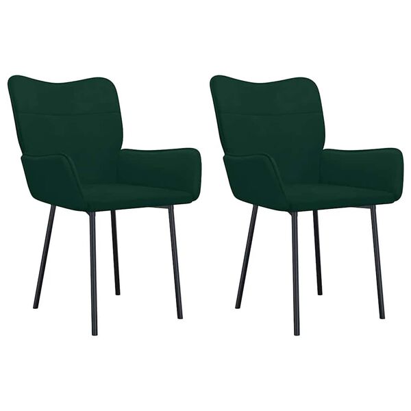 vidaXL Chaises &agrave; manger lot de 2 Vert fonc&eacute; Velours