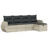 vidaXL Salon de jardin 5 pcs avec coussins gris clair r&eacute;sine tress&eacute;e