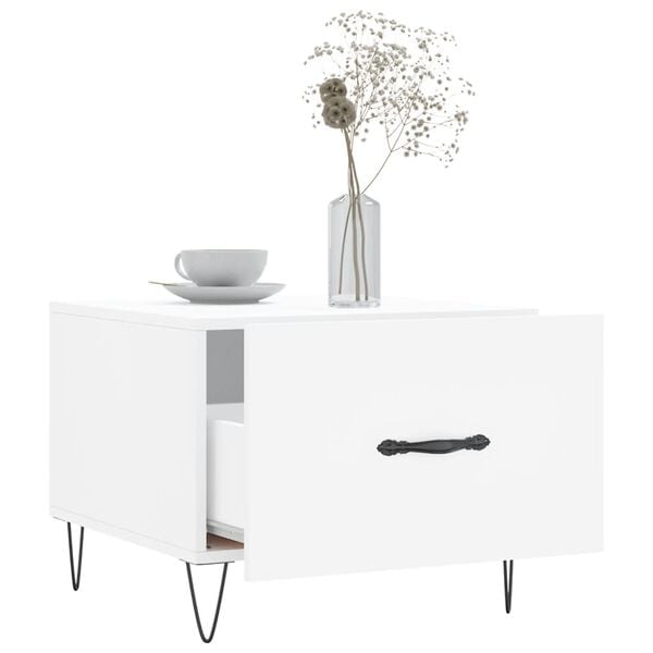 vidaXL Table basse blanc 50x50x40 cm bois d'ing&eacute;nierie