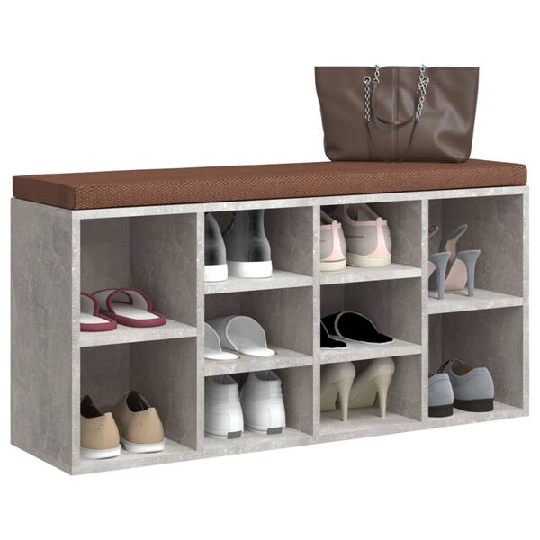 vidaXL Banc à chaussures Gris béton 103x30x48 cm Bois d'ingénierie