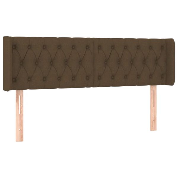 vidaXL T&ecirc;te de lit &agrave; LED Marron fonc&eacute; 147x16x78/88 cm Tissu