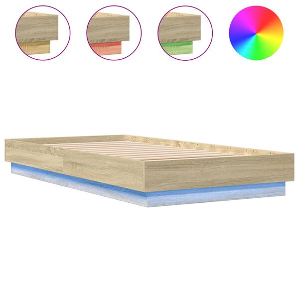 vidaXL Cadre de lit sans matelas avec lumi&egrave;res LED 75x190 cm
