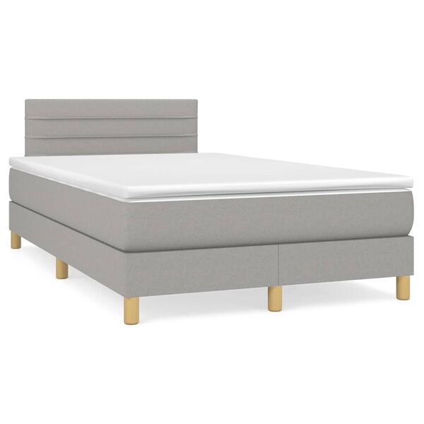 vidaXL Sommier &agrave; lattes de lit avec matelas Gris clair 120x200cm Tissu