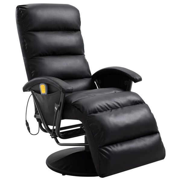 vidaXL Fauteuil inclinable de massage TV noir similicuir
