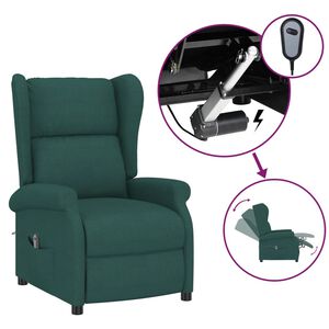 vidaXL Fauteuil inclinable &eacute;lectrique &agrave; oreilles vert fonc&eacute; tissu