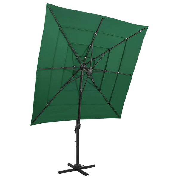 vidaXL Parasol de jardin à 4 niveaux avec mât en aluminium vert